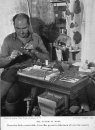 Reuben Cross at the tying desk